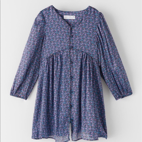 Zara Other - NWT Zara Kids Girl Floral Dress 11-12 Blue